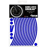VFLUO CIRCULAR™, Kit bandes jantes moto rétro réfléchissantes (1 roue), 3M Technology™, Liseret largeur normale : 7 mm, Bleu